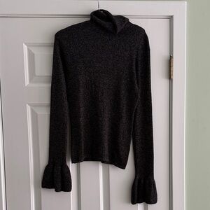 Veronica Heard Sparkle Black Turtleneck with Flared Cuffs